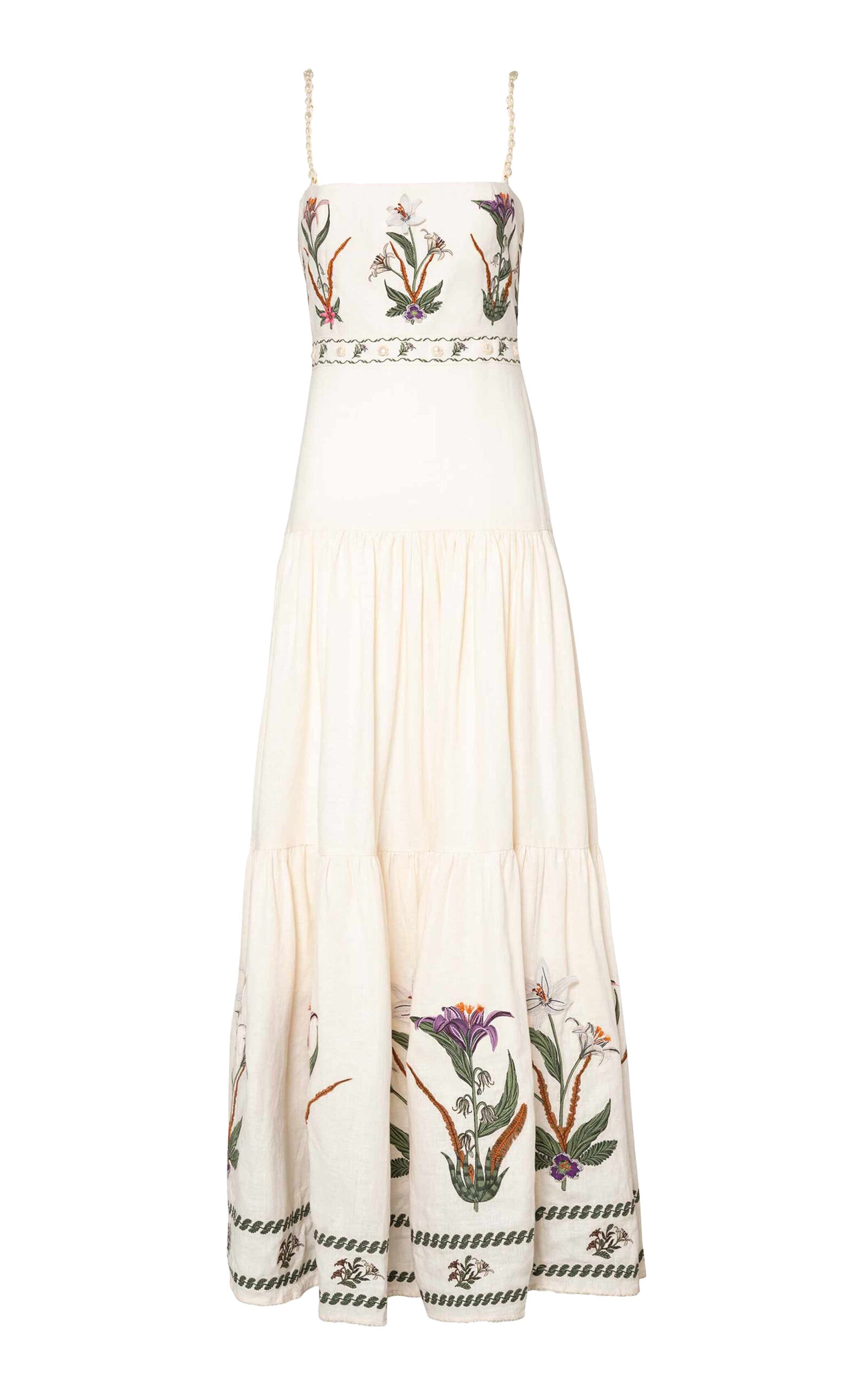 Lima Embroidered Linen Maxi Dress neutral - 1