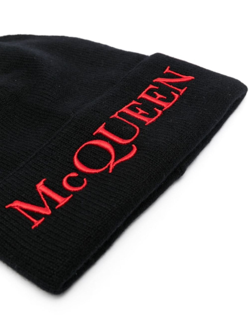 Alexander McQueen logo-embroidered cashmere beanie outlook