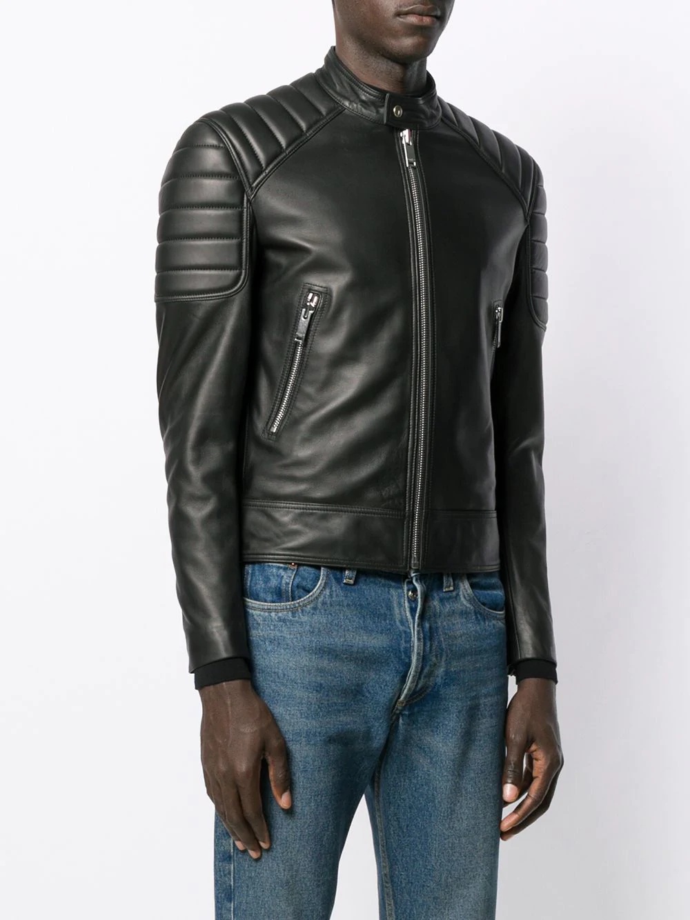 zipped biker jacket - 3