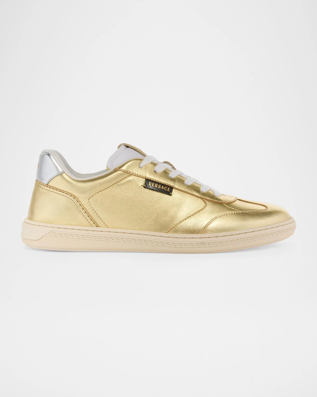 Men's Laminated Leather T-Toe Low-Top Sneakers - 1