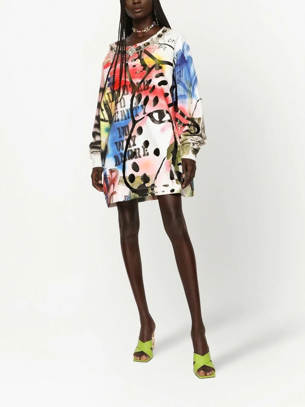 graffiti-print jumper dress - 2