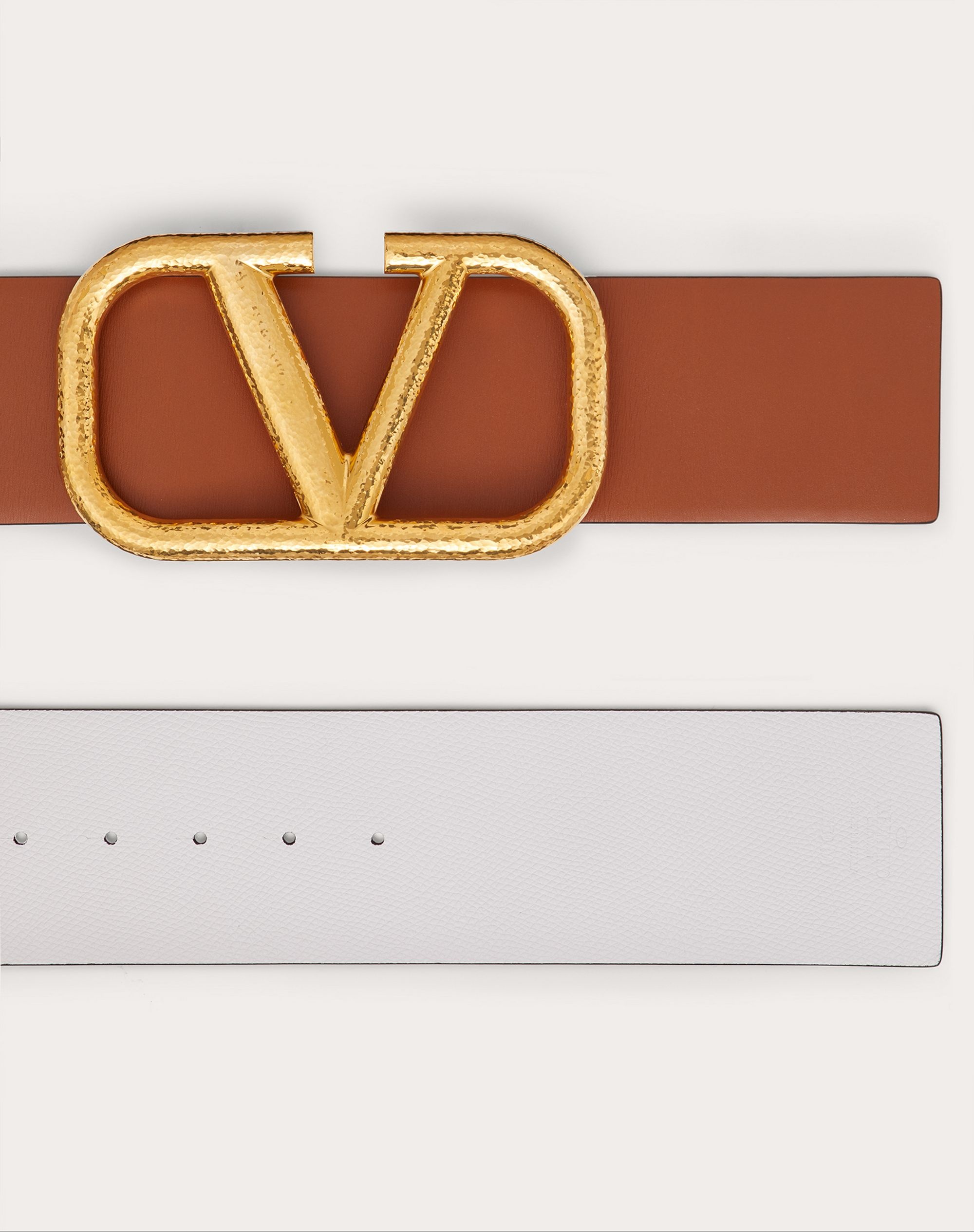 Reversible Vlogo Signature Belt In Glossy Calfskin 30 Mm for Woman in  Saddle Brown/black