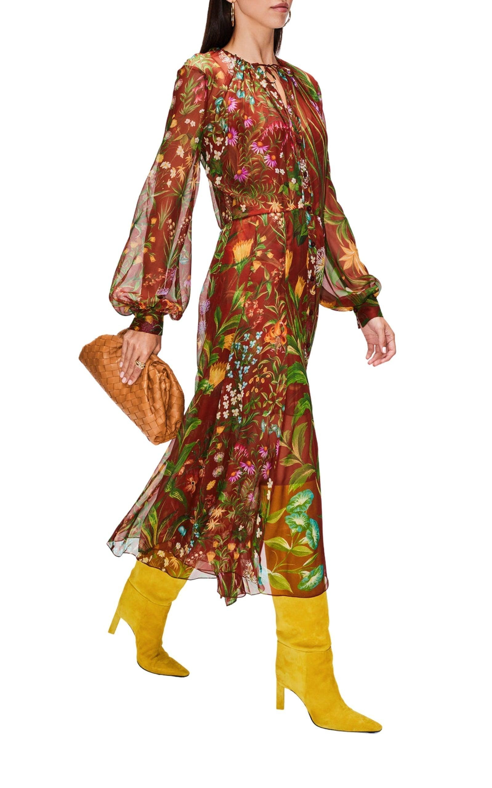 Silk Chiffon Midi Dress - 3