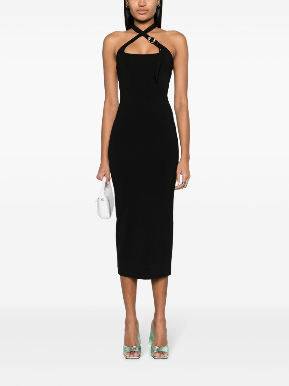 buckle-embellished halterneck midi dress - 2