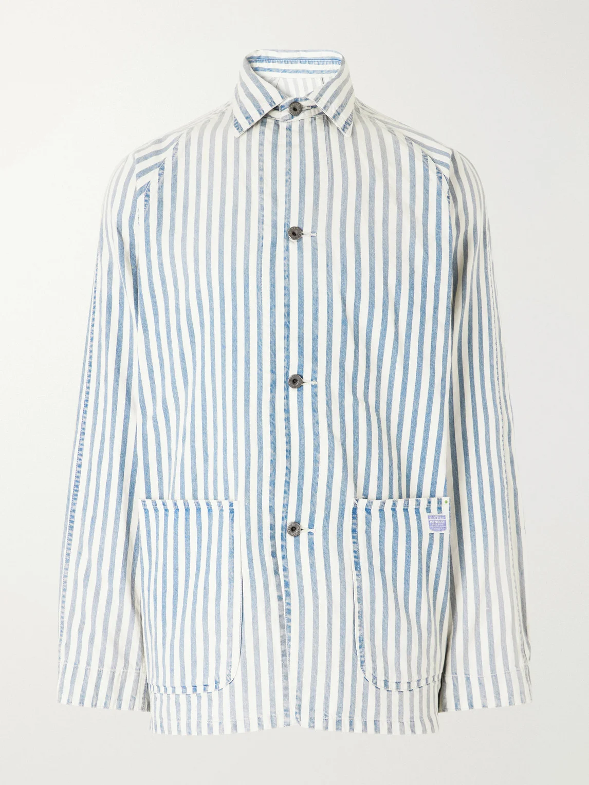 Logo-Appliquéd Striped Cotton-Twill Overshirt - 1