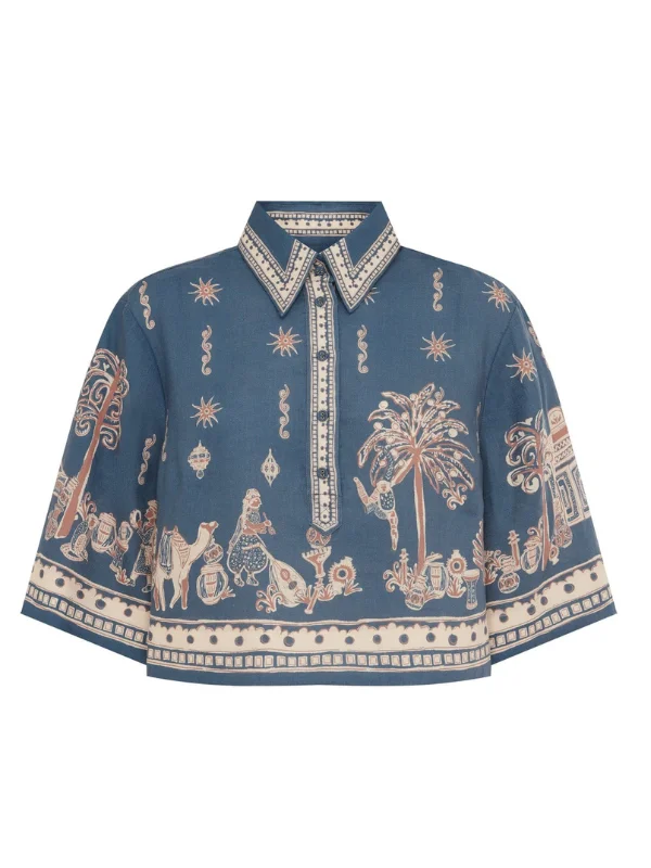 Acacia Cropped Shirt in Blue - 1