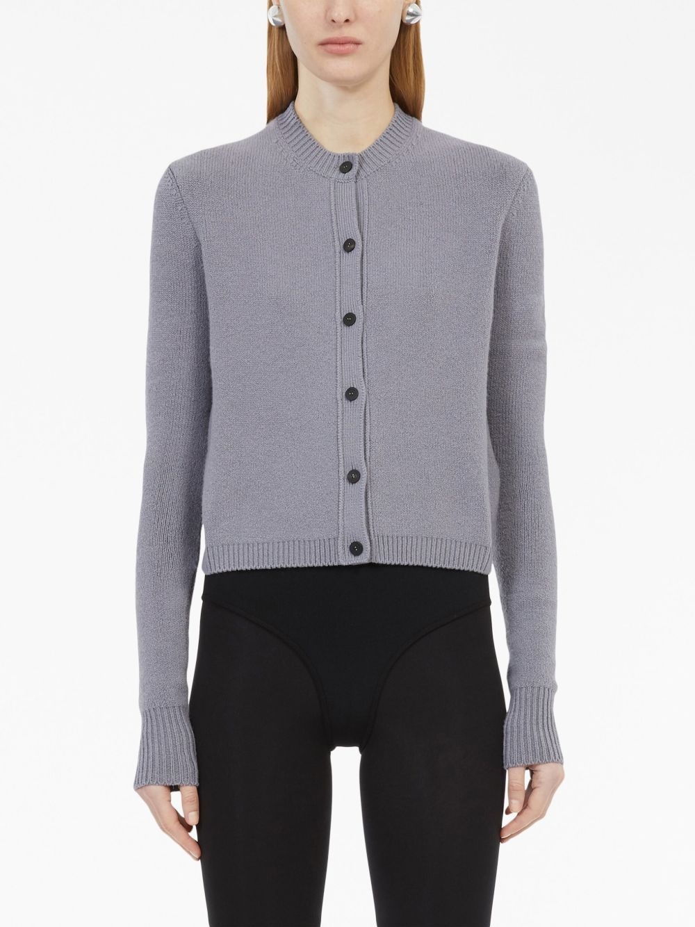 logo-plaque crew-neck cardigan - 3