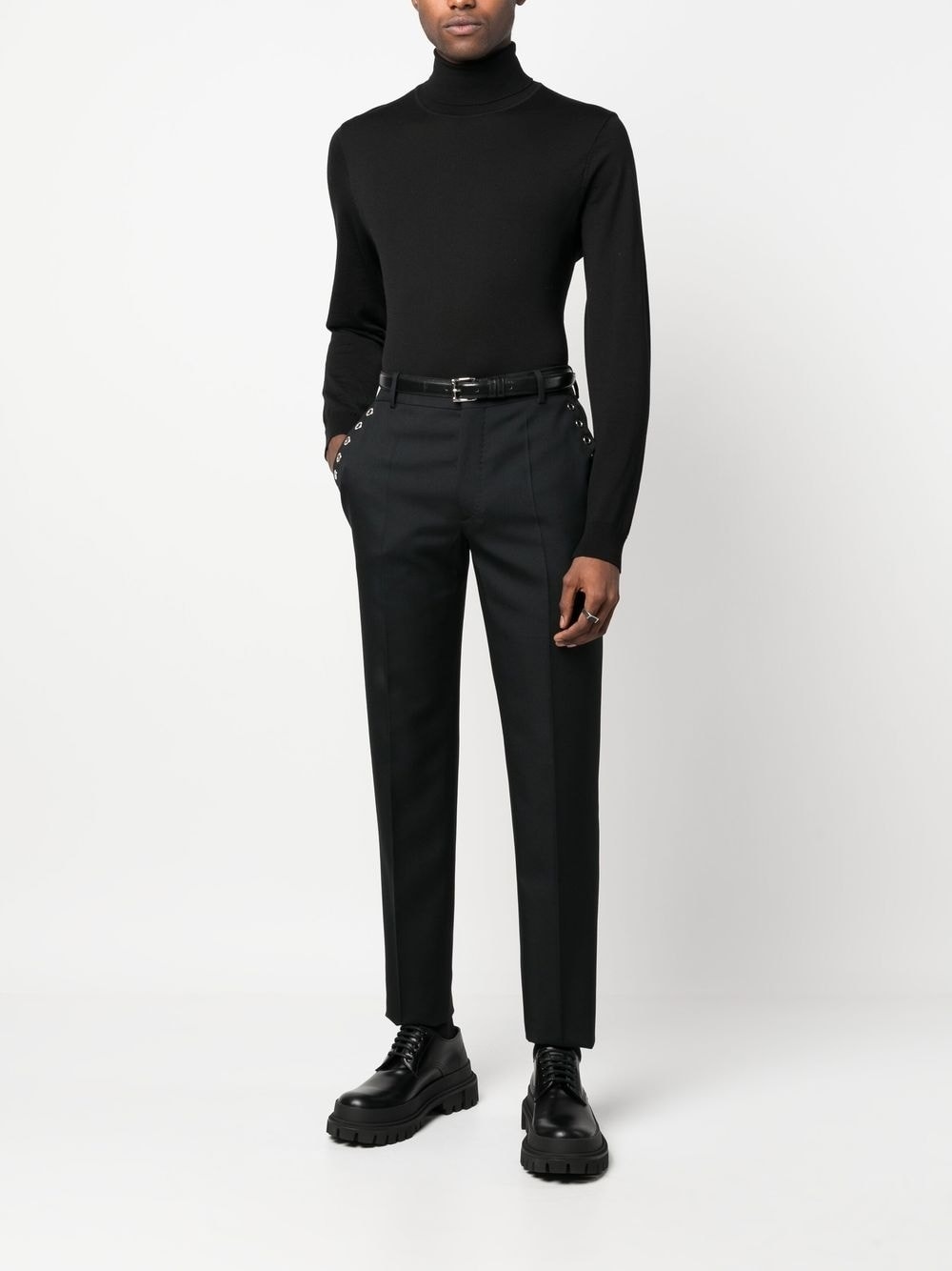 tailored eyelet-detail trousers - 2