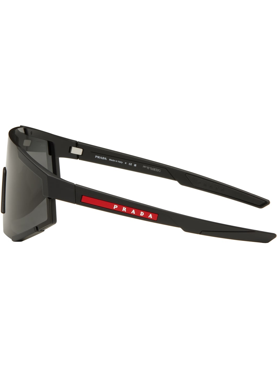 Black 'Prada' Linea Rossa Impavid Sunglasses - 6