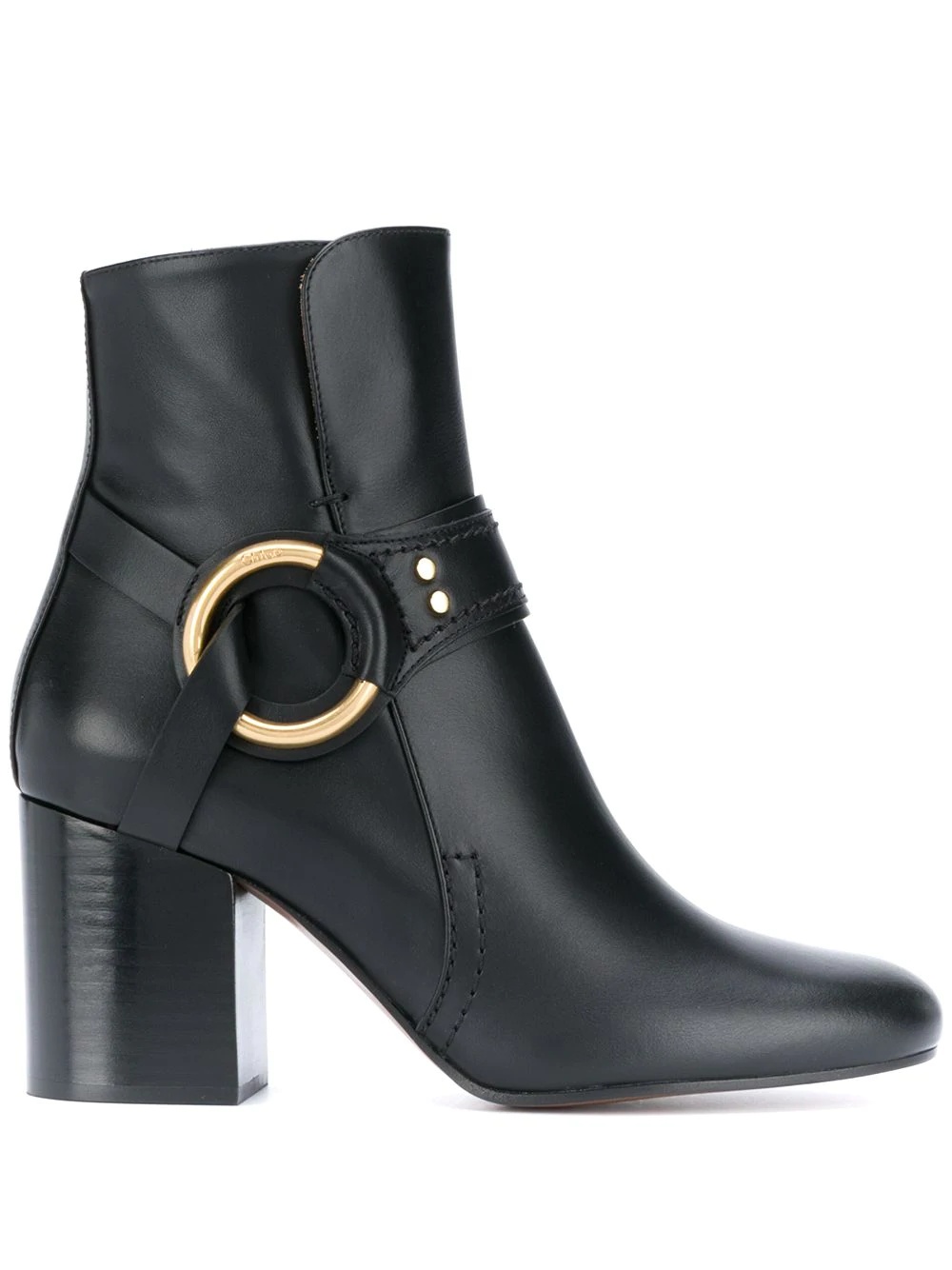 ring detail leather boots - 1