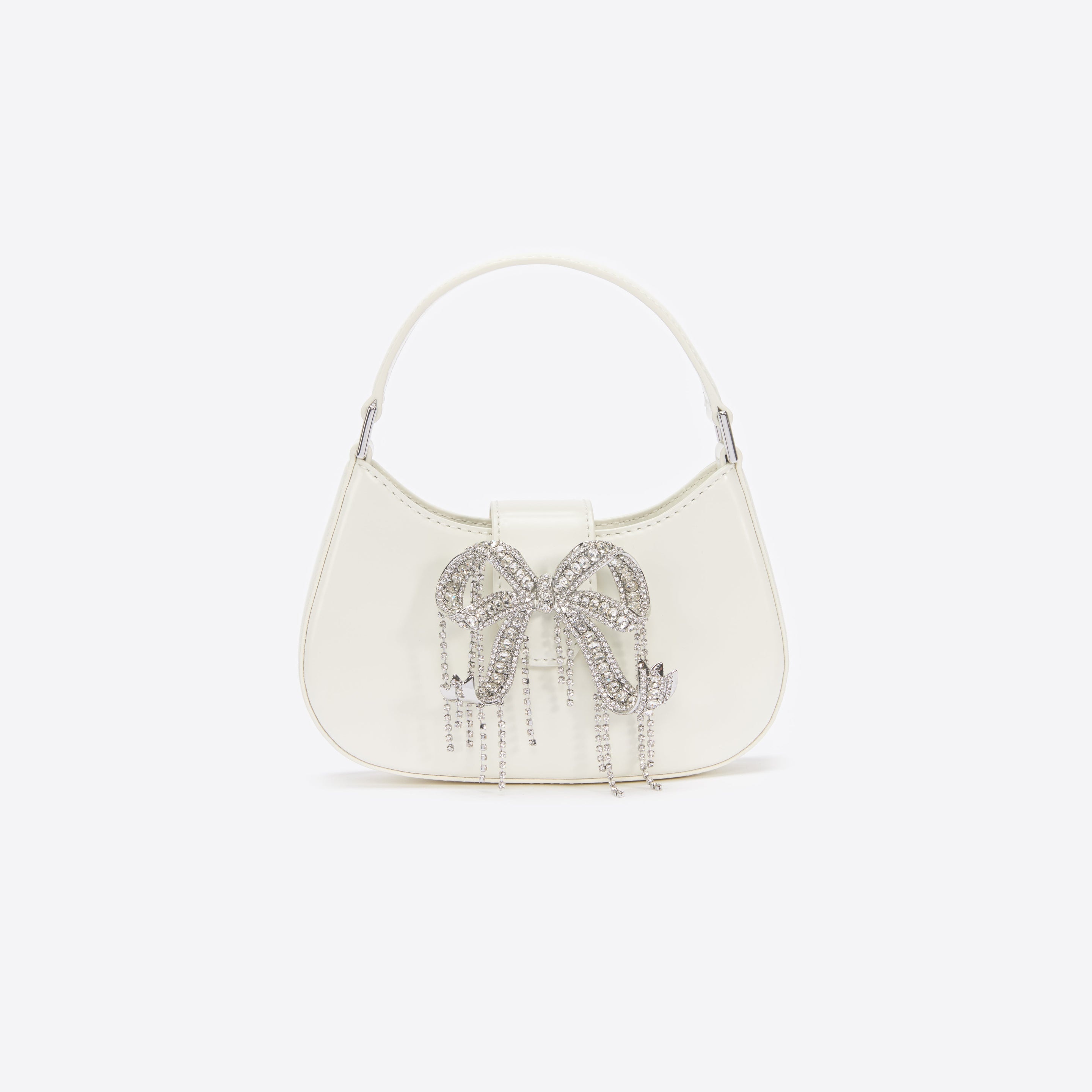 Cream Leather Crescent Bag - 1