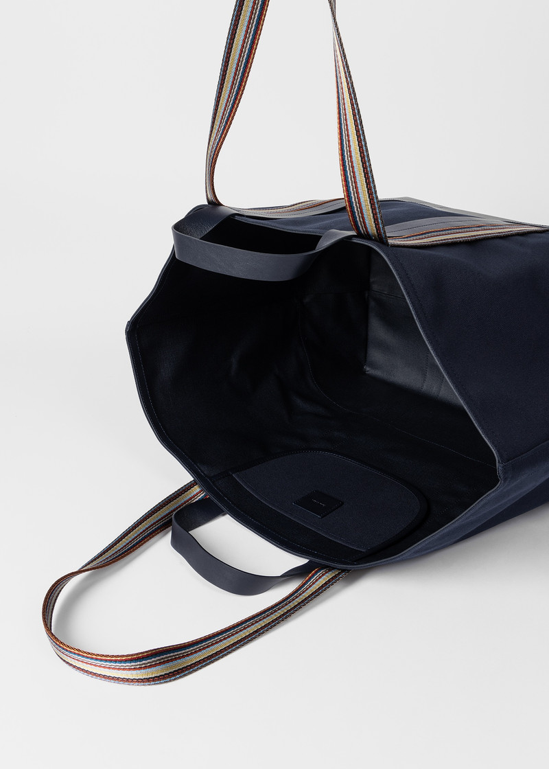 Navy Canvas Tote Bag with 'Signature Stripe' Straps 3