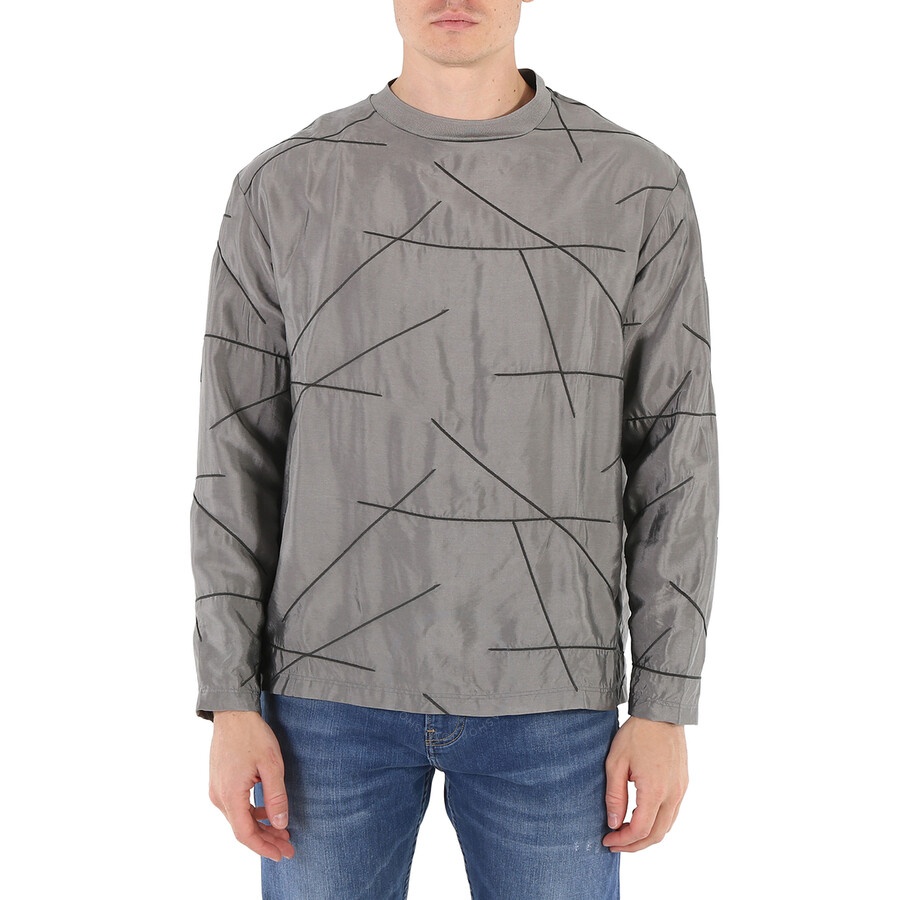 Emporio Armani Men's Grigio Striped Details Long-Sleeved T-Shirt - 3