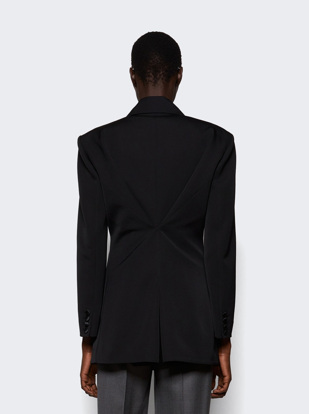 Pleated Back Smoking Jacket Black - 4
