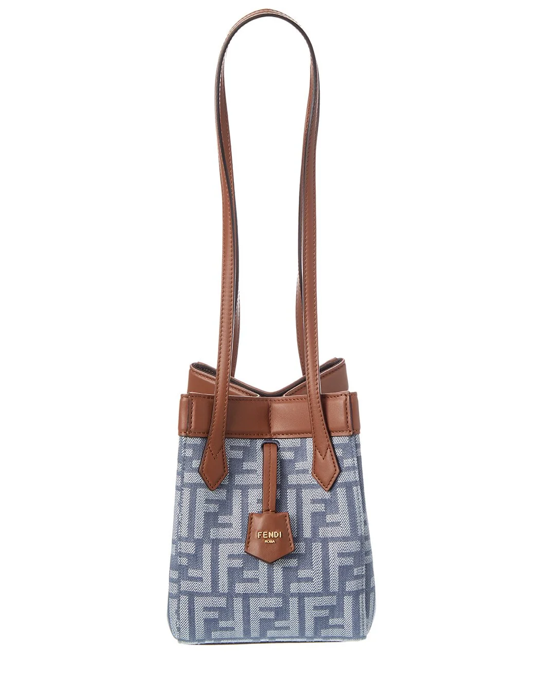 FENDI Origami Mini FF Denim & Leather Shoulder Bag - 1