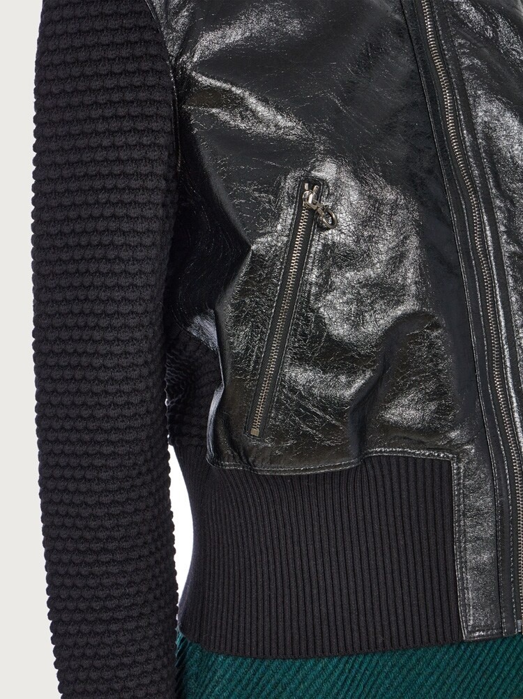 KNIT AND LEATHER BLOUSON - 7