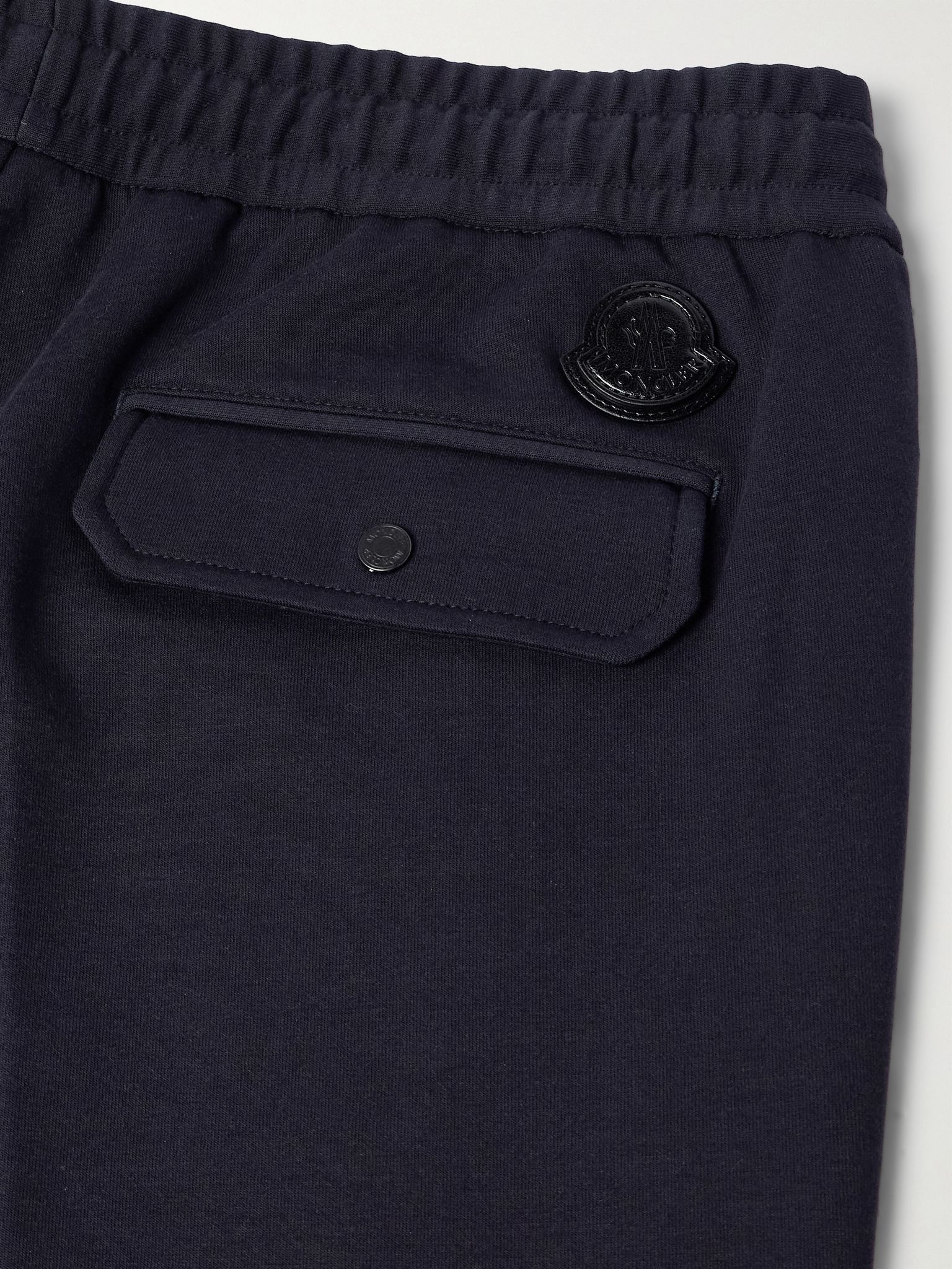 Straight-Leg Logo-Appliquéd Cotton-Blend Jersey Sweatpants Navy - 5
