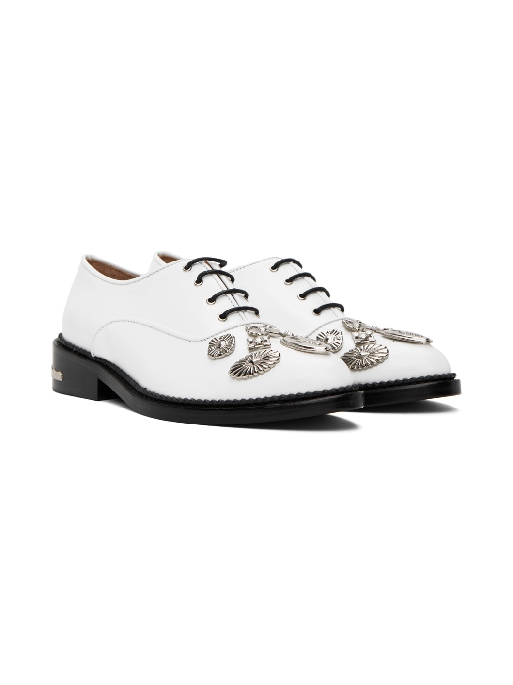 White Embellished Oxfords - 4