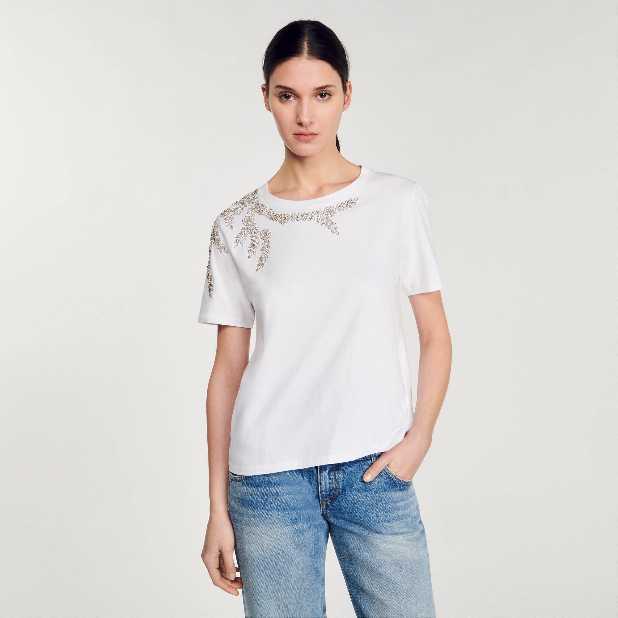 RHINESTONE-EMBELLISHED T-SHIRT - 5