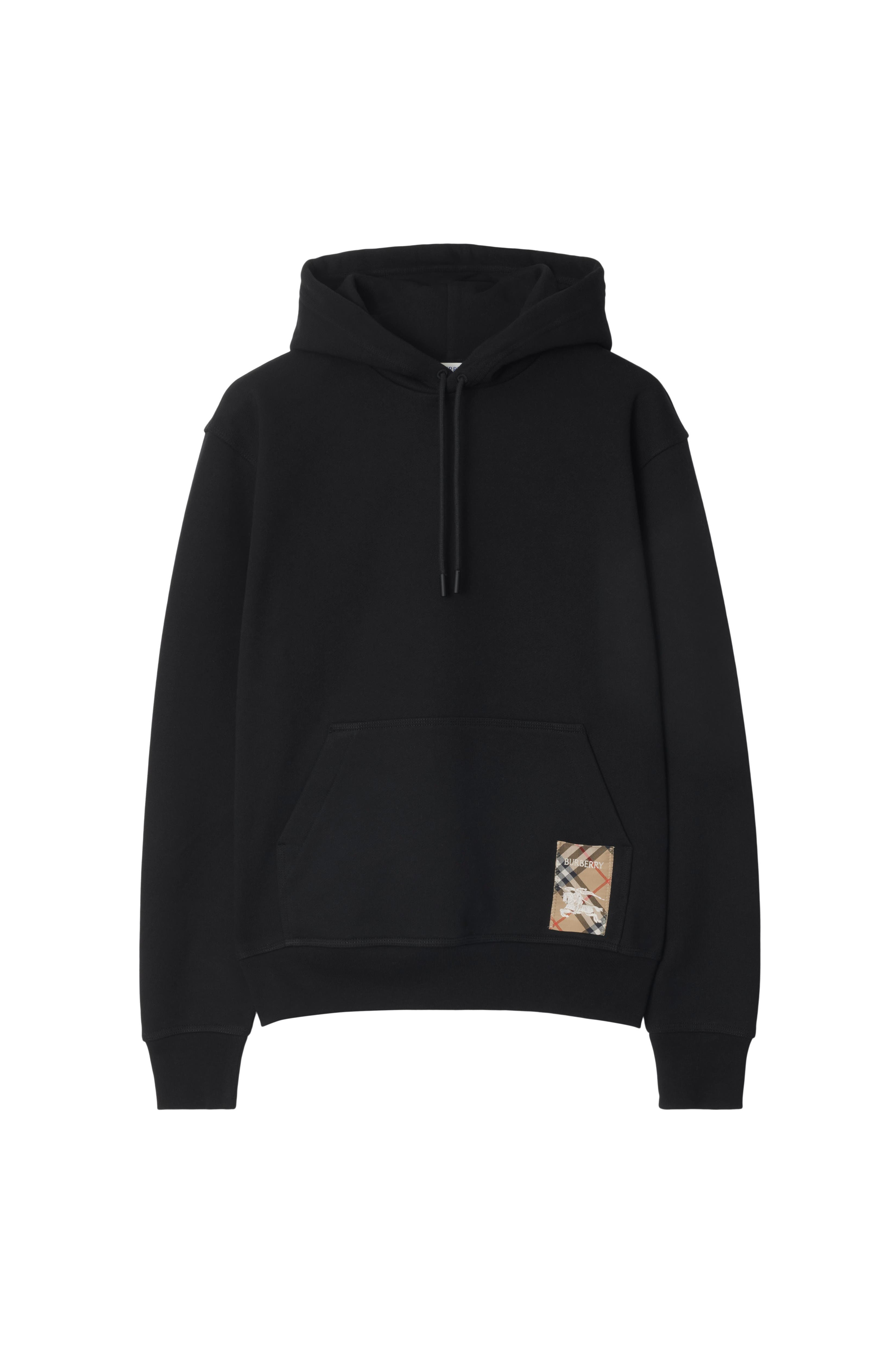 burberry Check Label Cotton Hoodie in Black at Nordstrom - 3