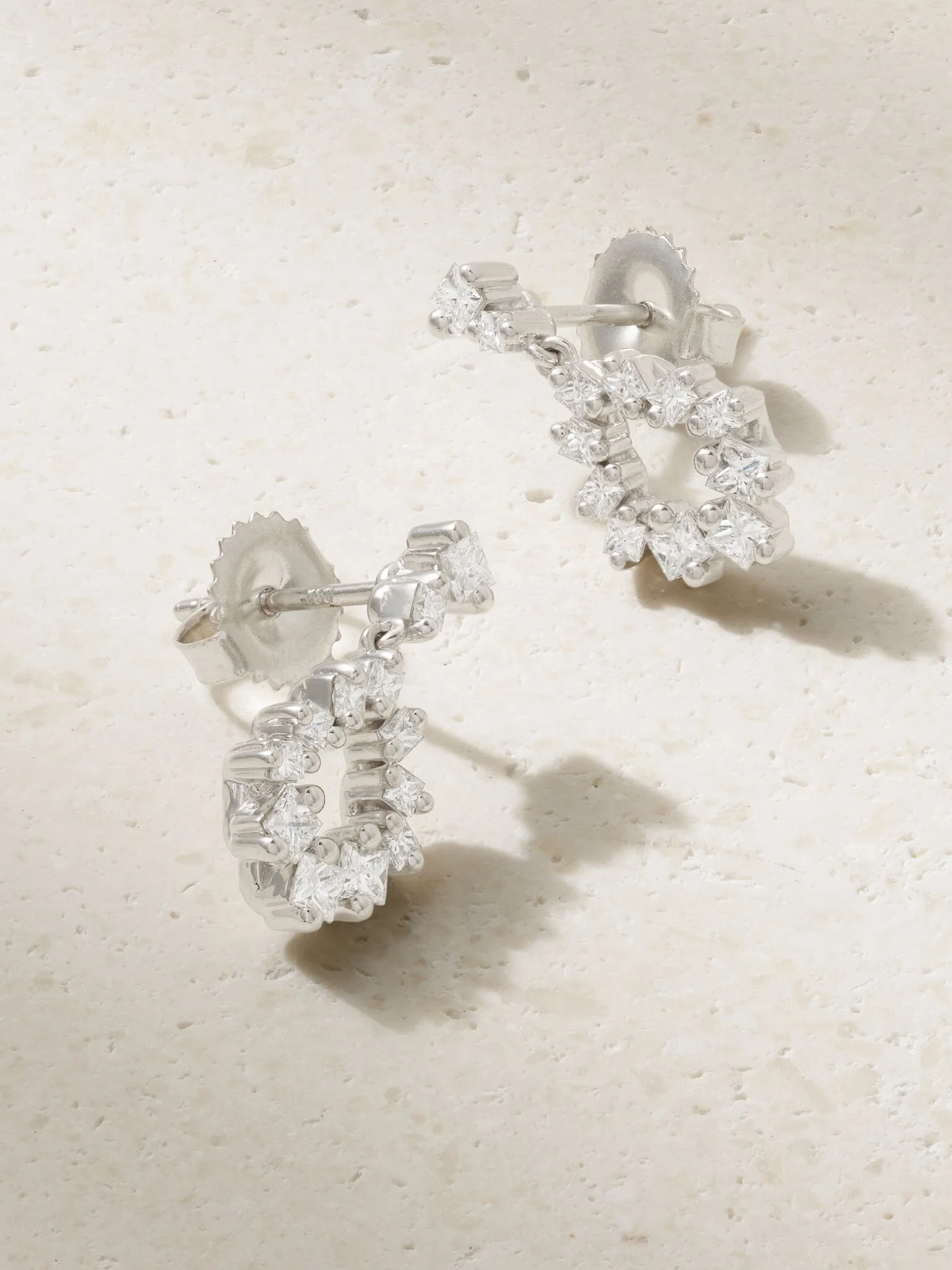18-karat white gold diamond earrings Gold - 1
