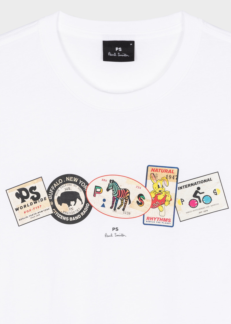 Paul Smith White 'PS' Badges Row T-Shirt outlook