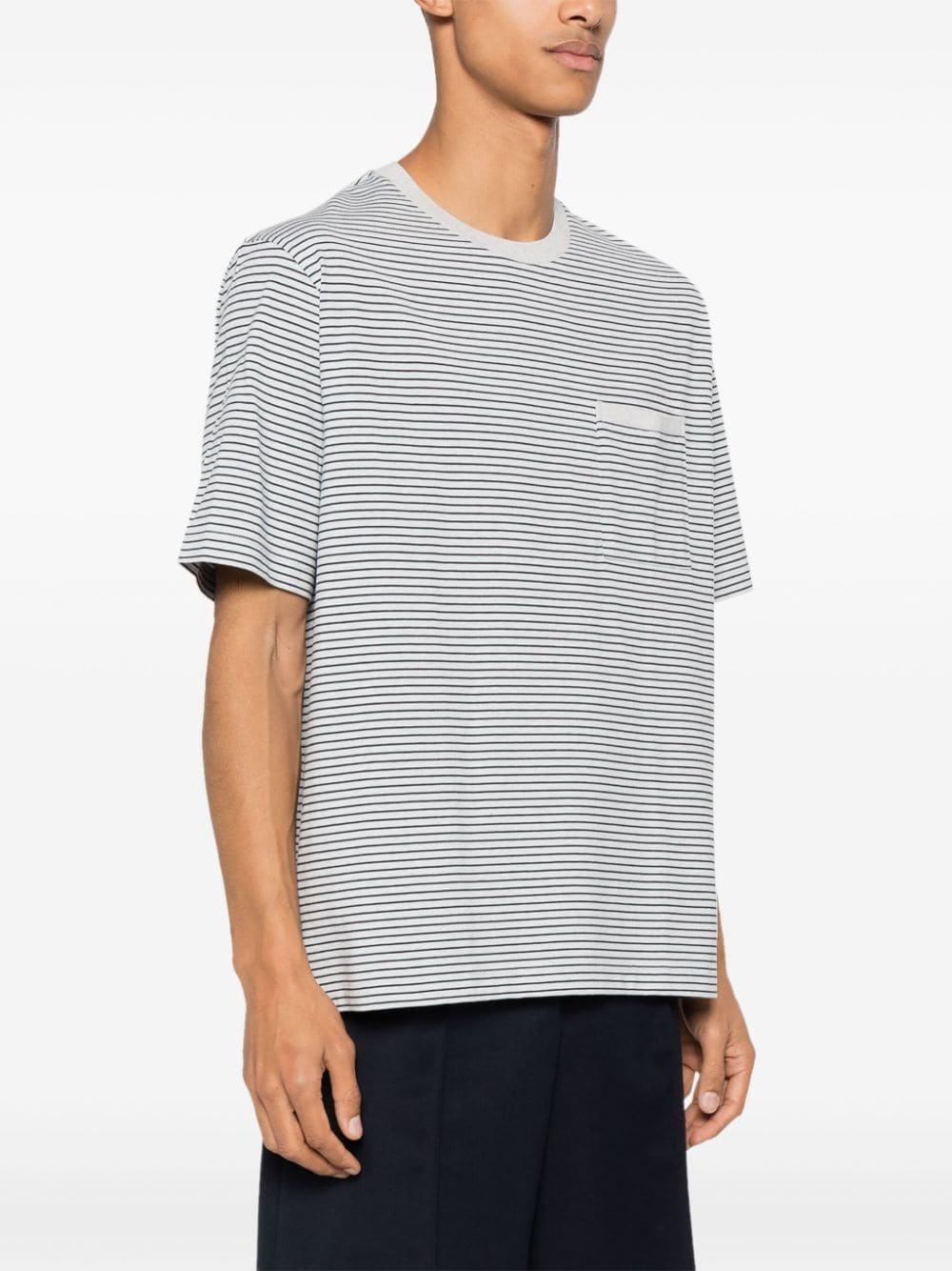 logo-patch striped T-shirt - 3