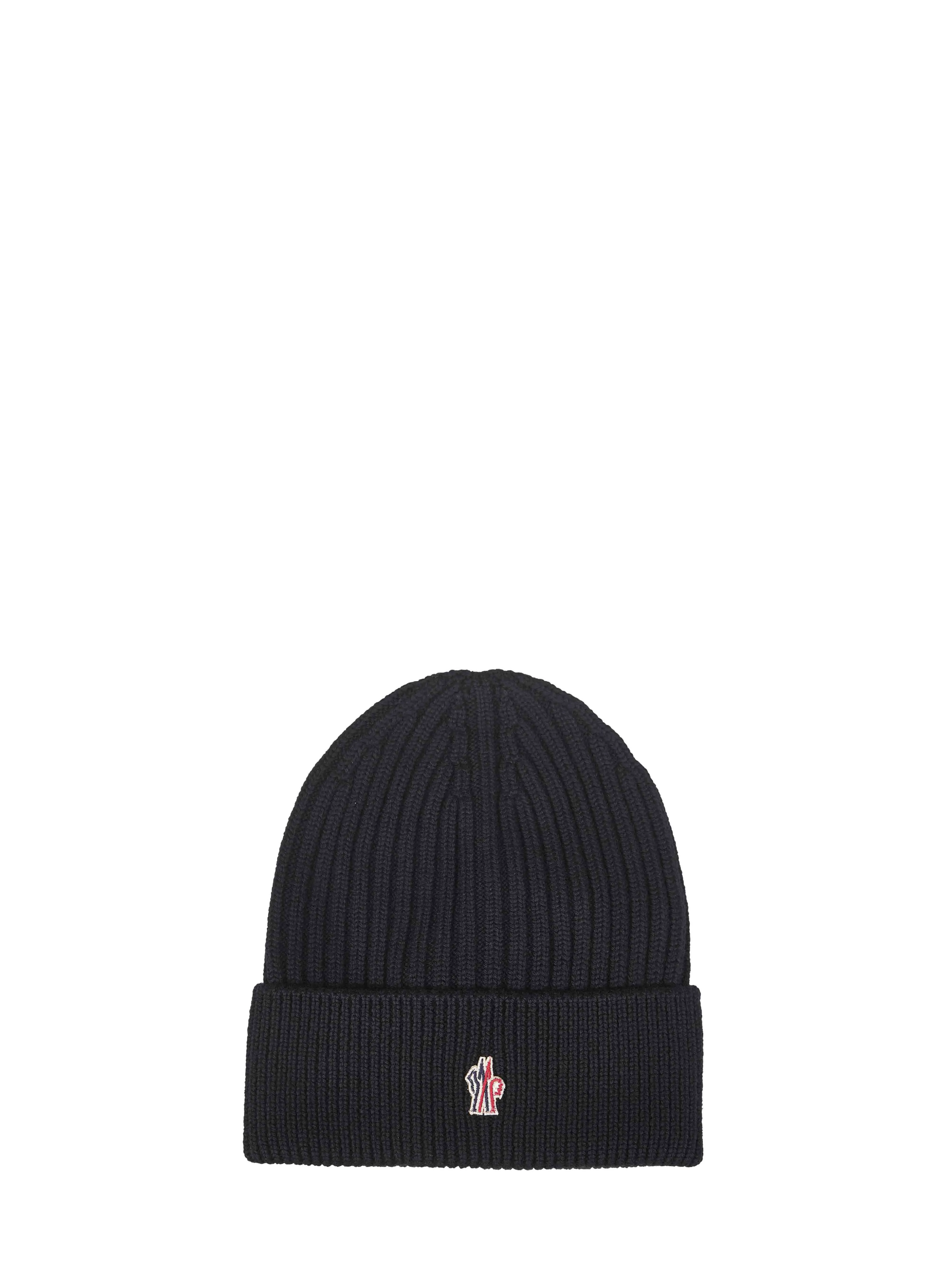 Black ribbed virgin wool knit beanie - 1