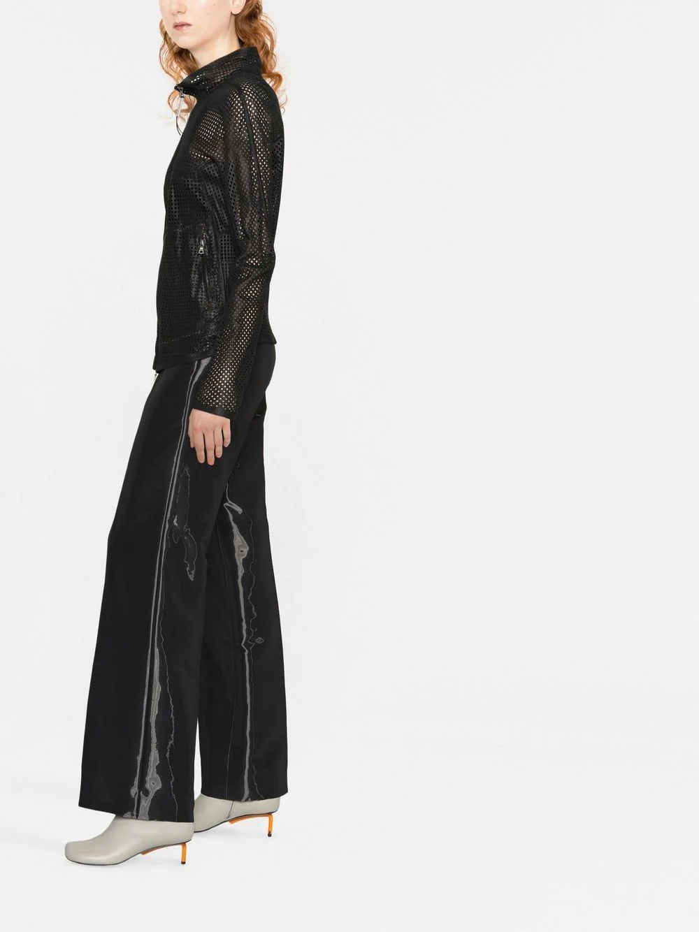 sheer mesh zip-up jacket - 4