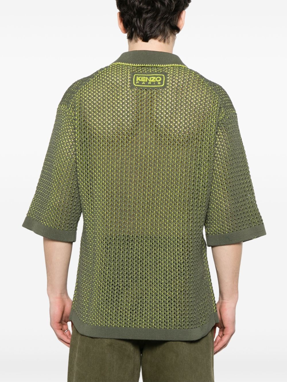 open-knit polo shirt - 3