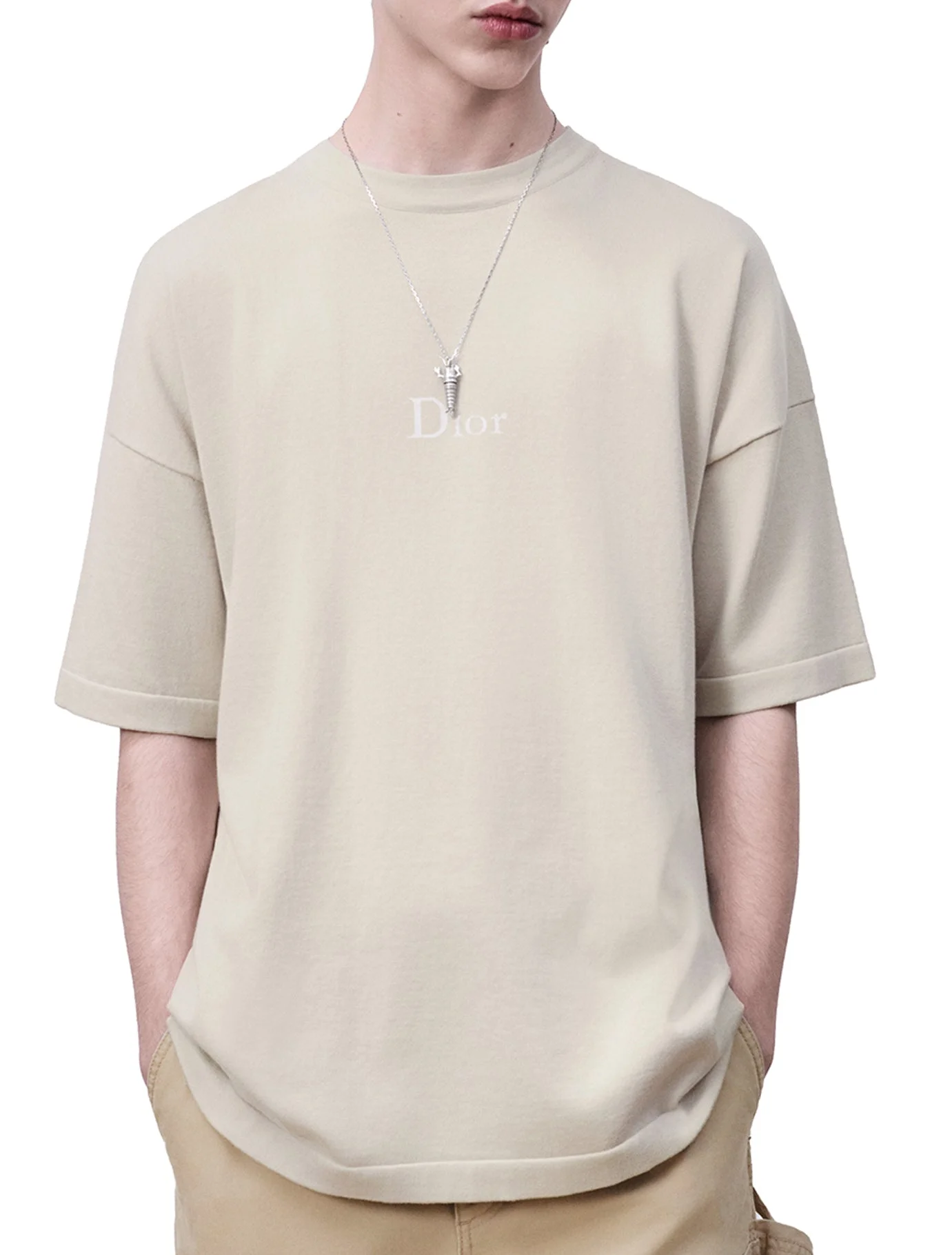 T-SHIRT WITH DIOR SIGNATURE OVERSIZED FIT - 1