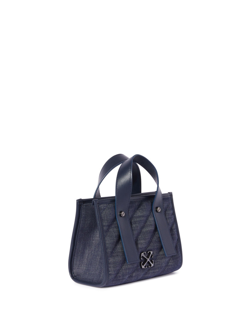 Off-White Dark Blue Quilted Denim Tote Bag outlook
