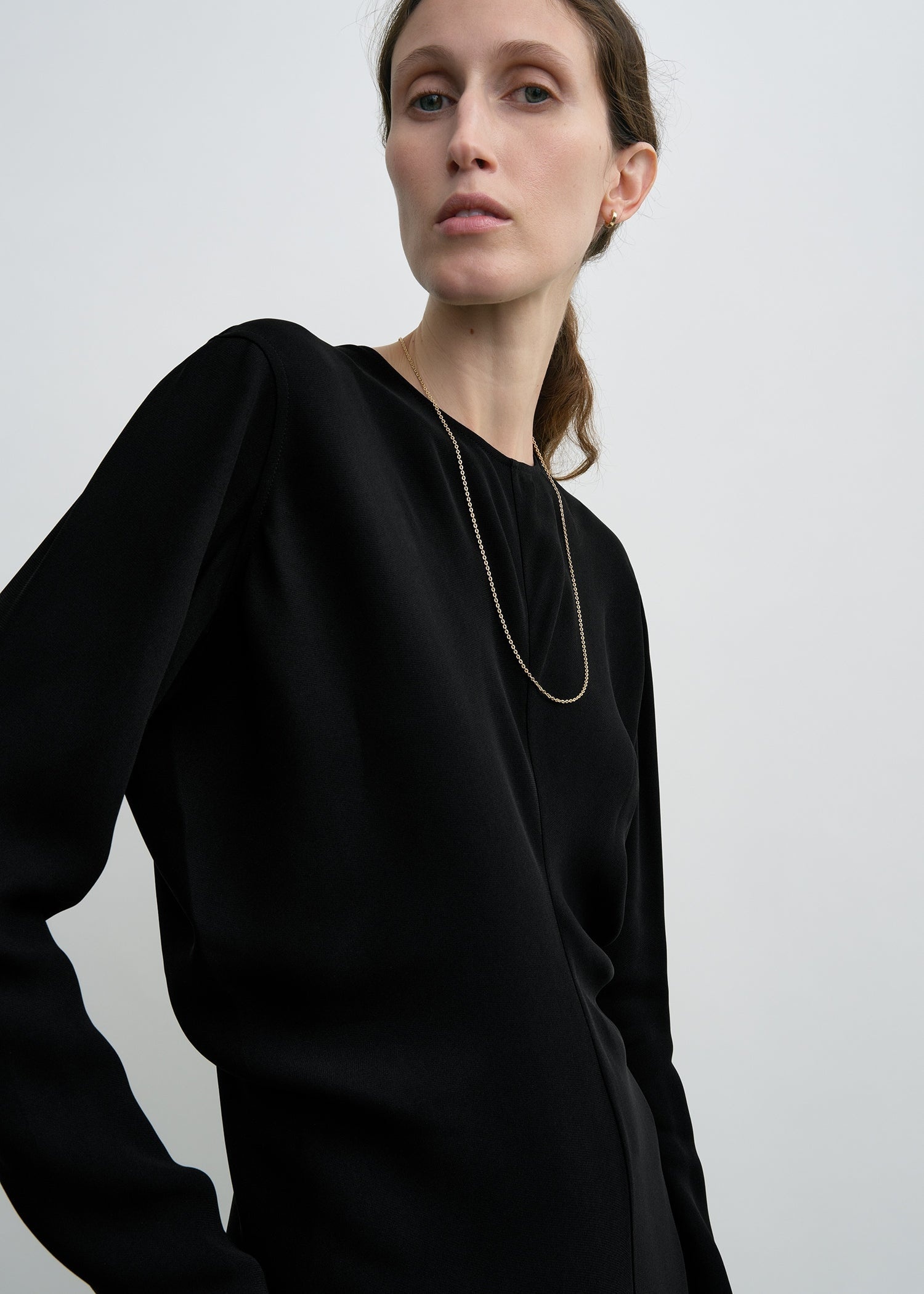 Long-sleeve slouch waist dress black - 5