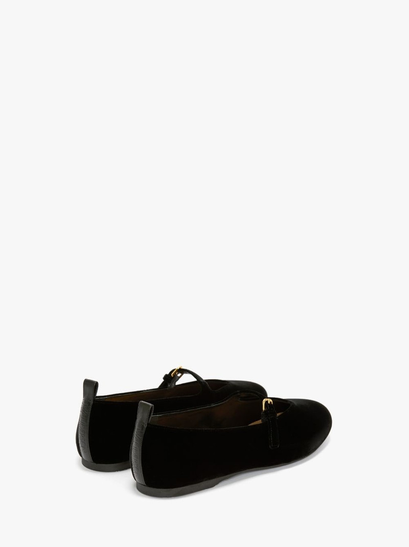 VELVET BALLERINAS WITH STRAP 3