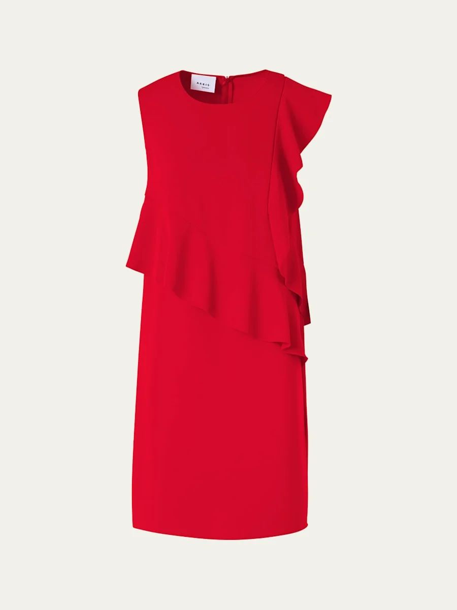 Ruffle Sleeveless Mini Shift Dress - 1