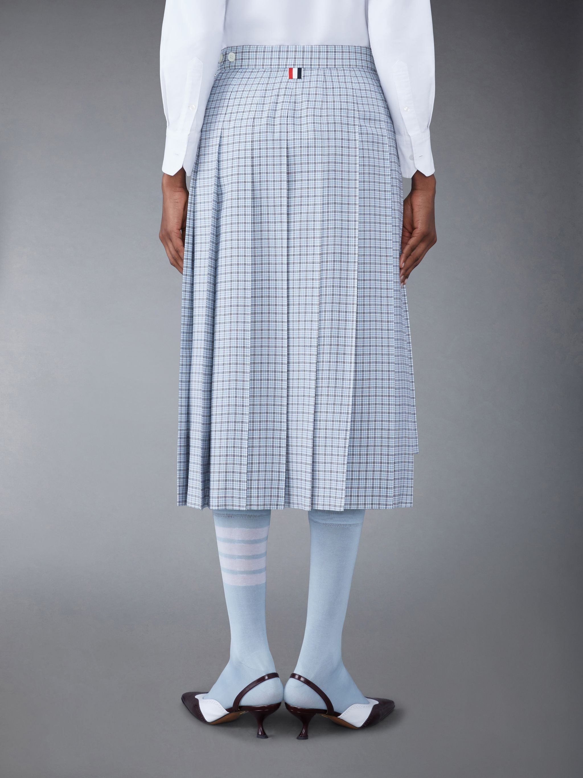 Check Wool Midi Classic Pleated Skirt - 3