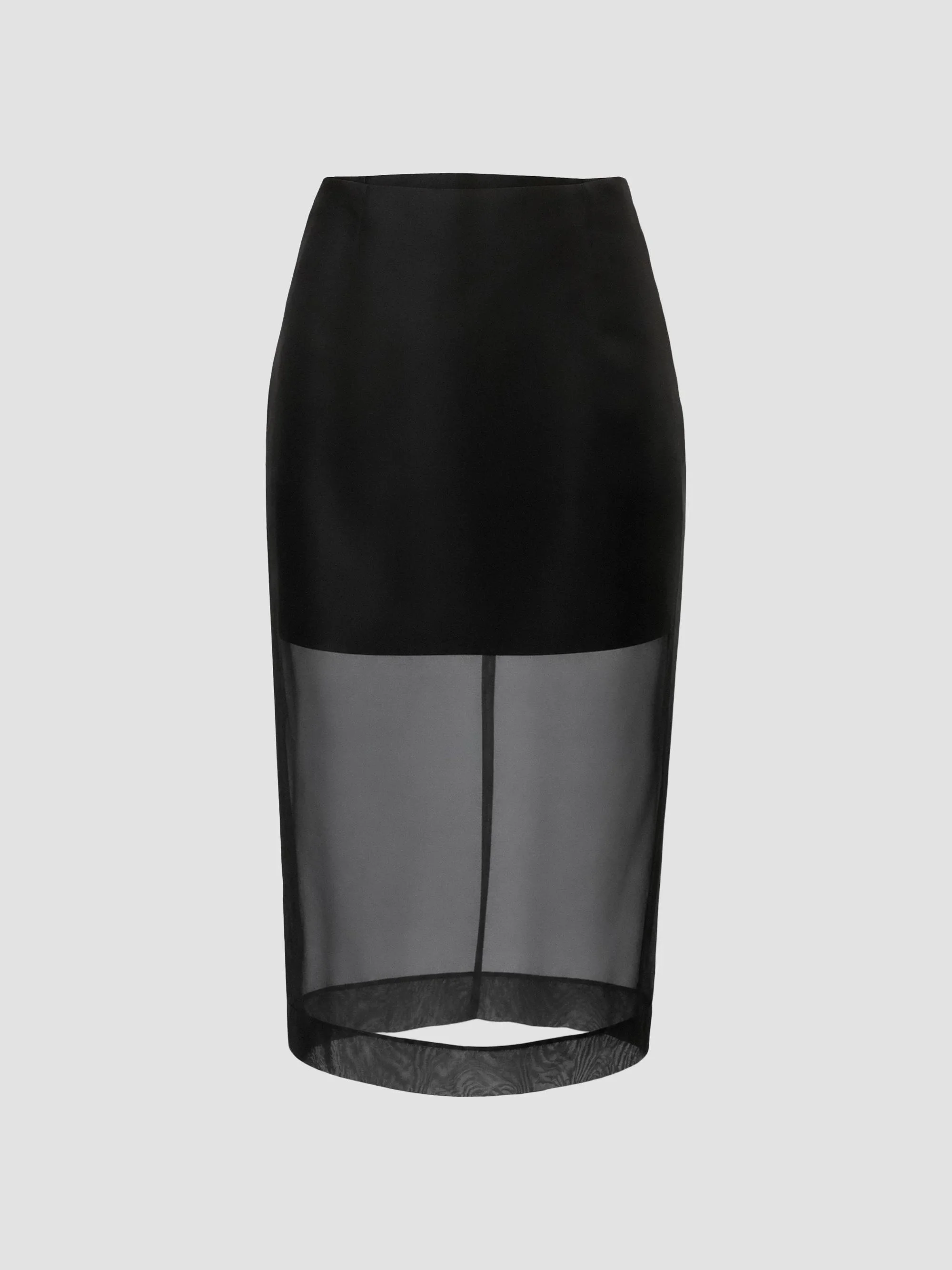 Women's Silk Semi-Sheer Skirt - Black - 1