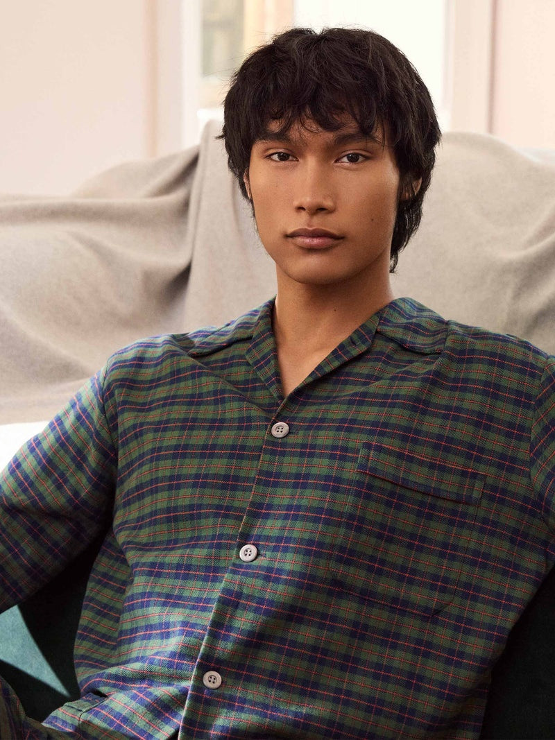 Derek Rose Men's Pajamas Kelburn 47 Brushed Cotton Green outlook