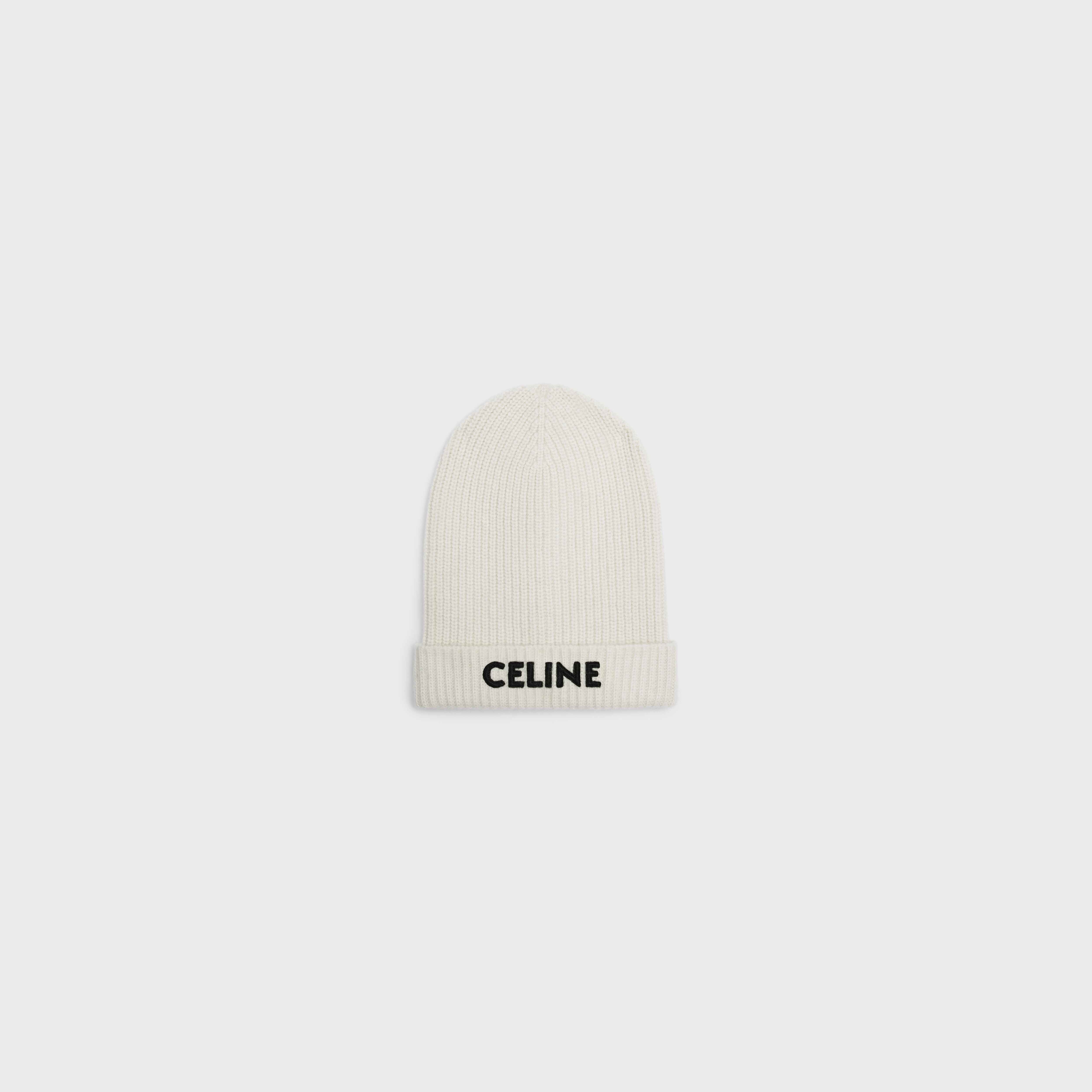 CELINE EMBROIDERED KNIT WOOL BEANIE - 1