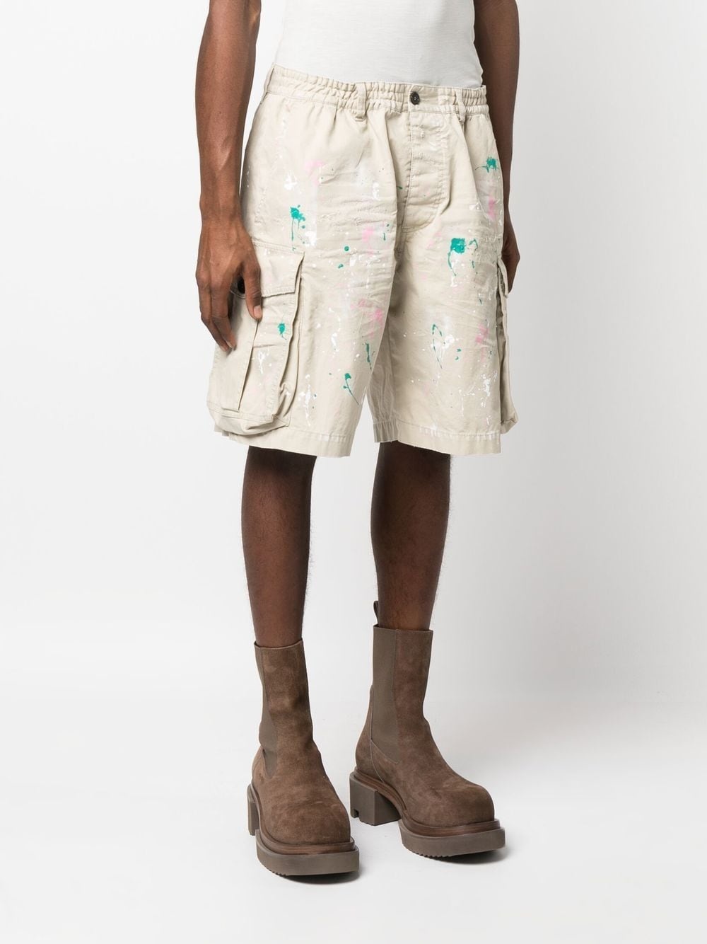 paint splatter cargo shorts - 3