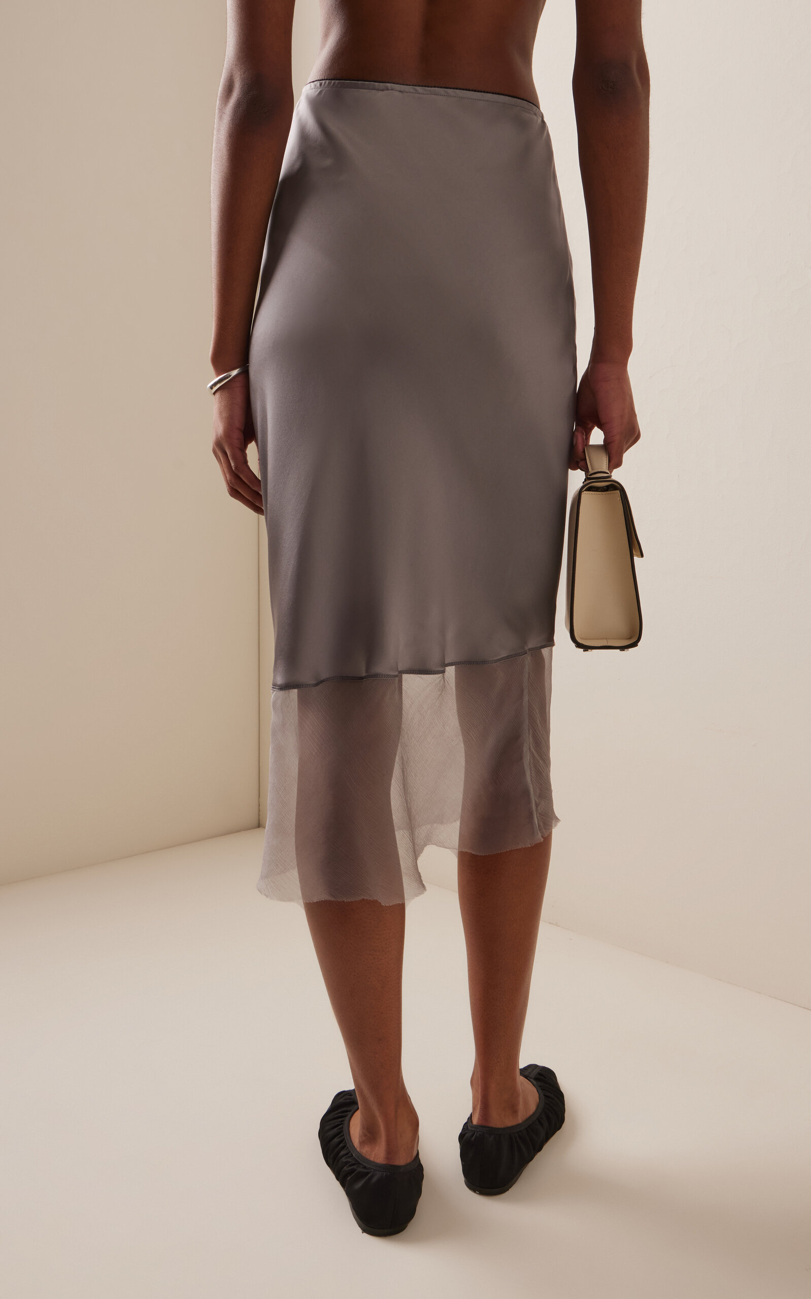 Catania Silk Midi Skirt grey - 4