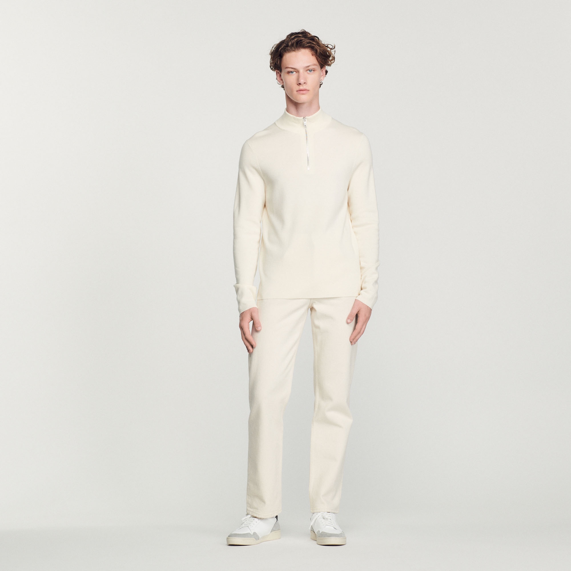 Wool sweater with zipped collar - 3