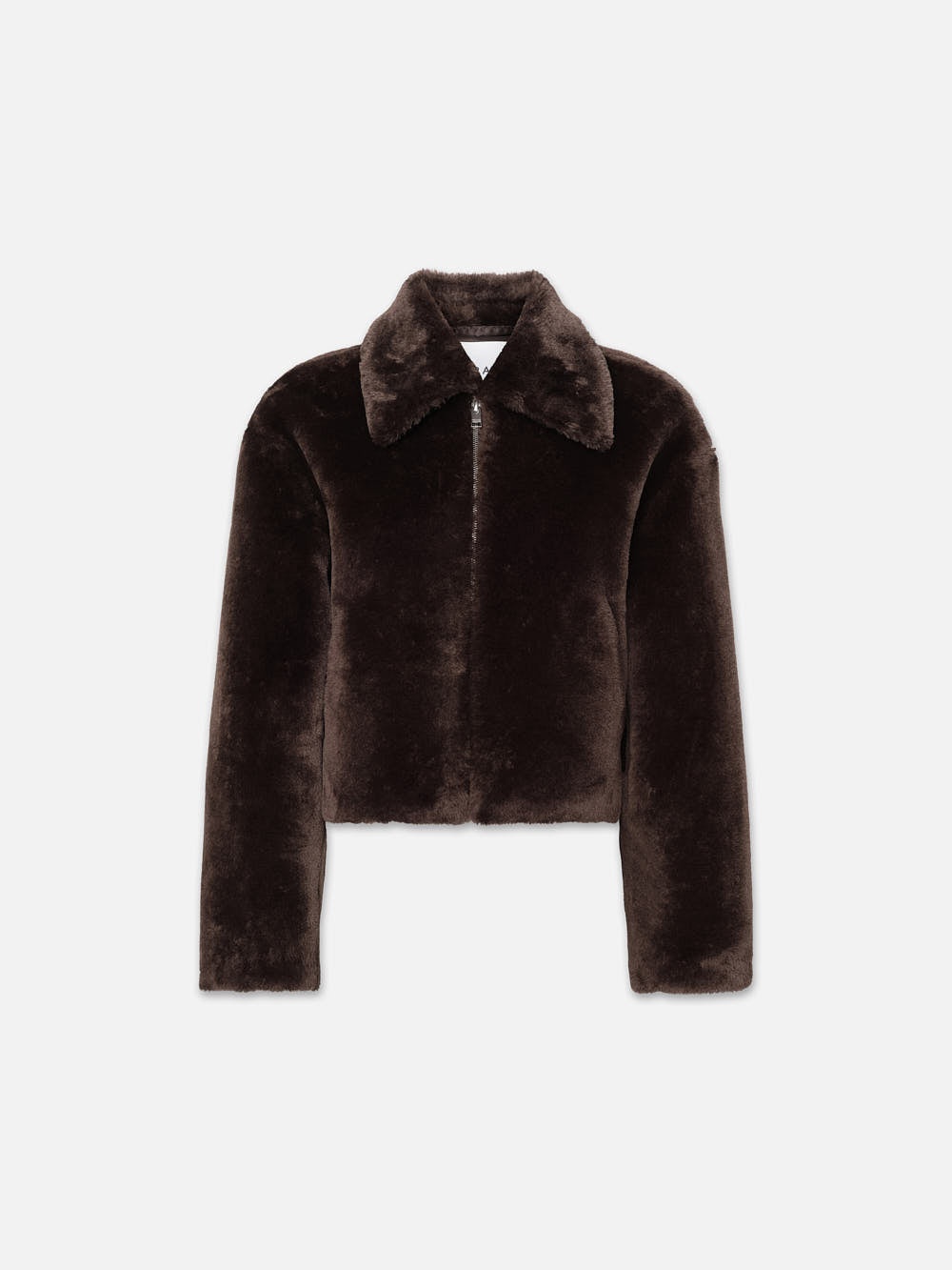 Faux Fur Zip Up Jacket in Espresso - 1