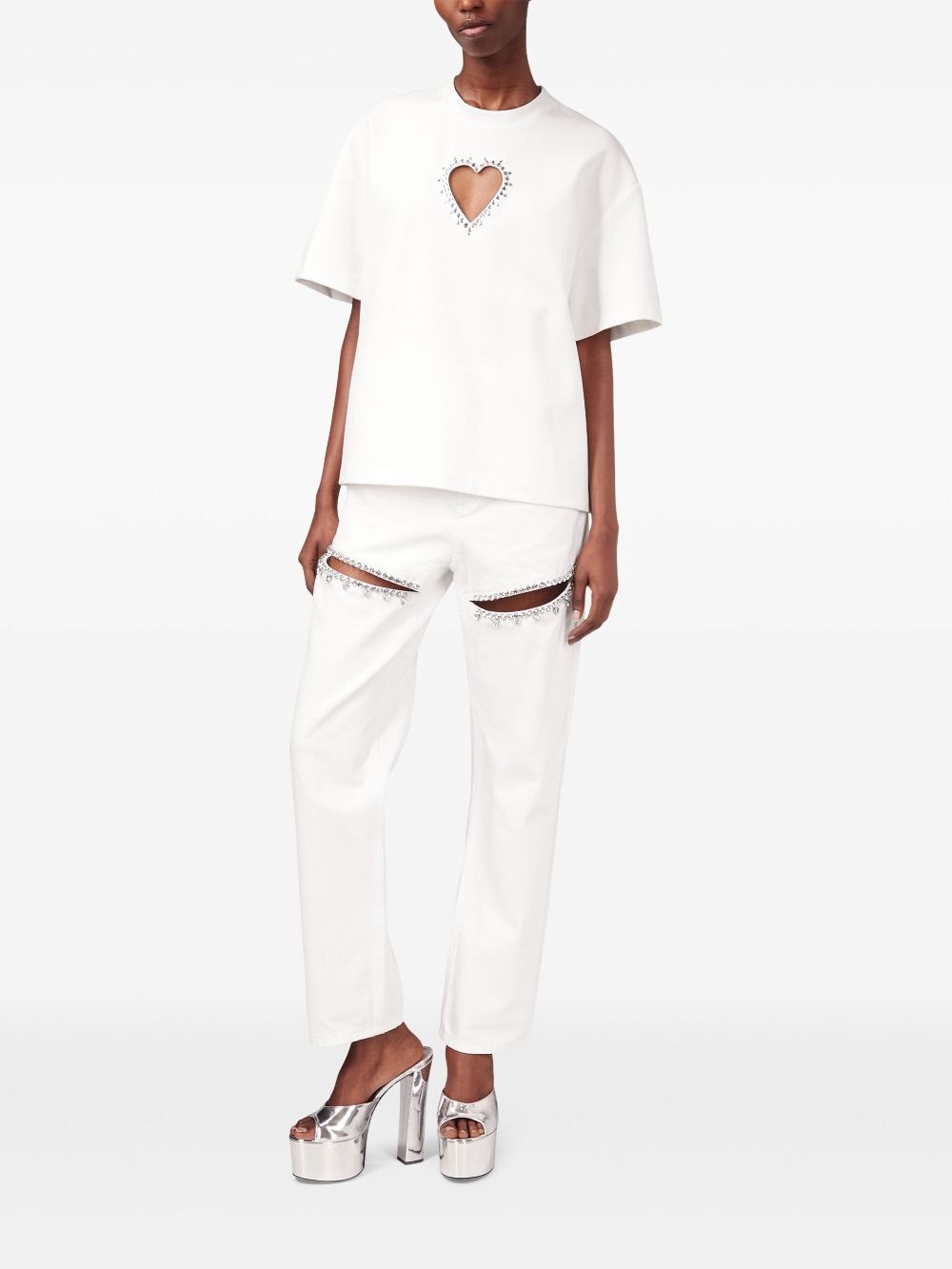 crystal-embellished cut-out T-shirt - 3