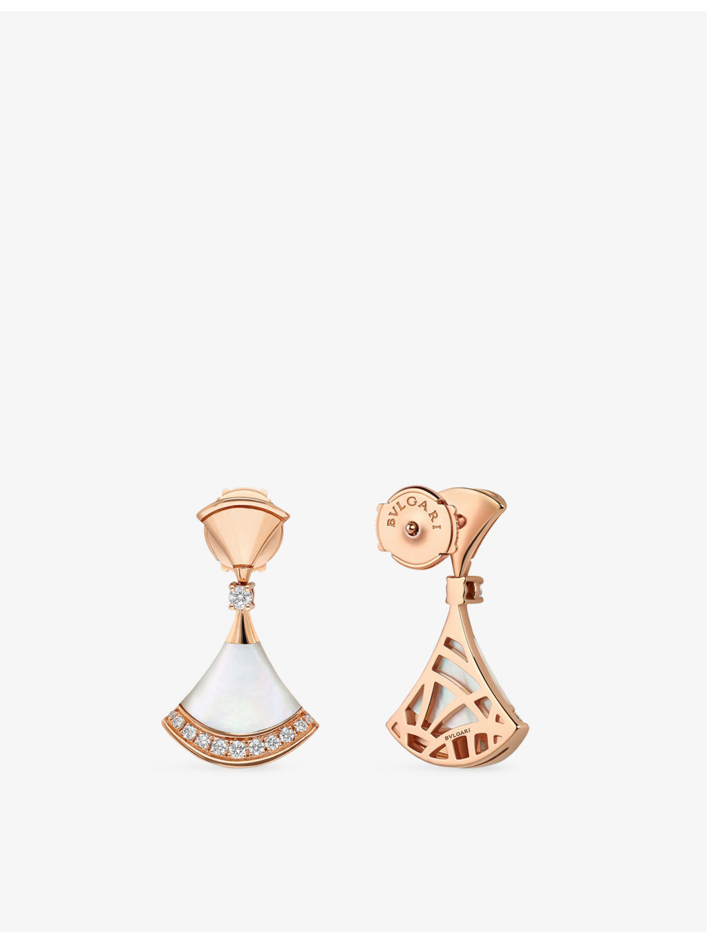 Divas' Dream 18ct Rose-Gold, 0.18ct Brilliant-Cut Diamond and Mother-of-Pearl Earrings - 5