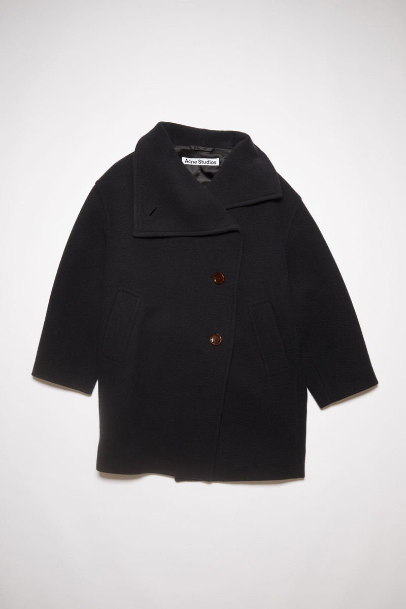Wool funnel-neck coat - Black 7