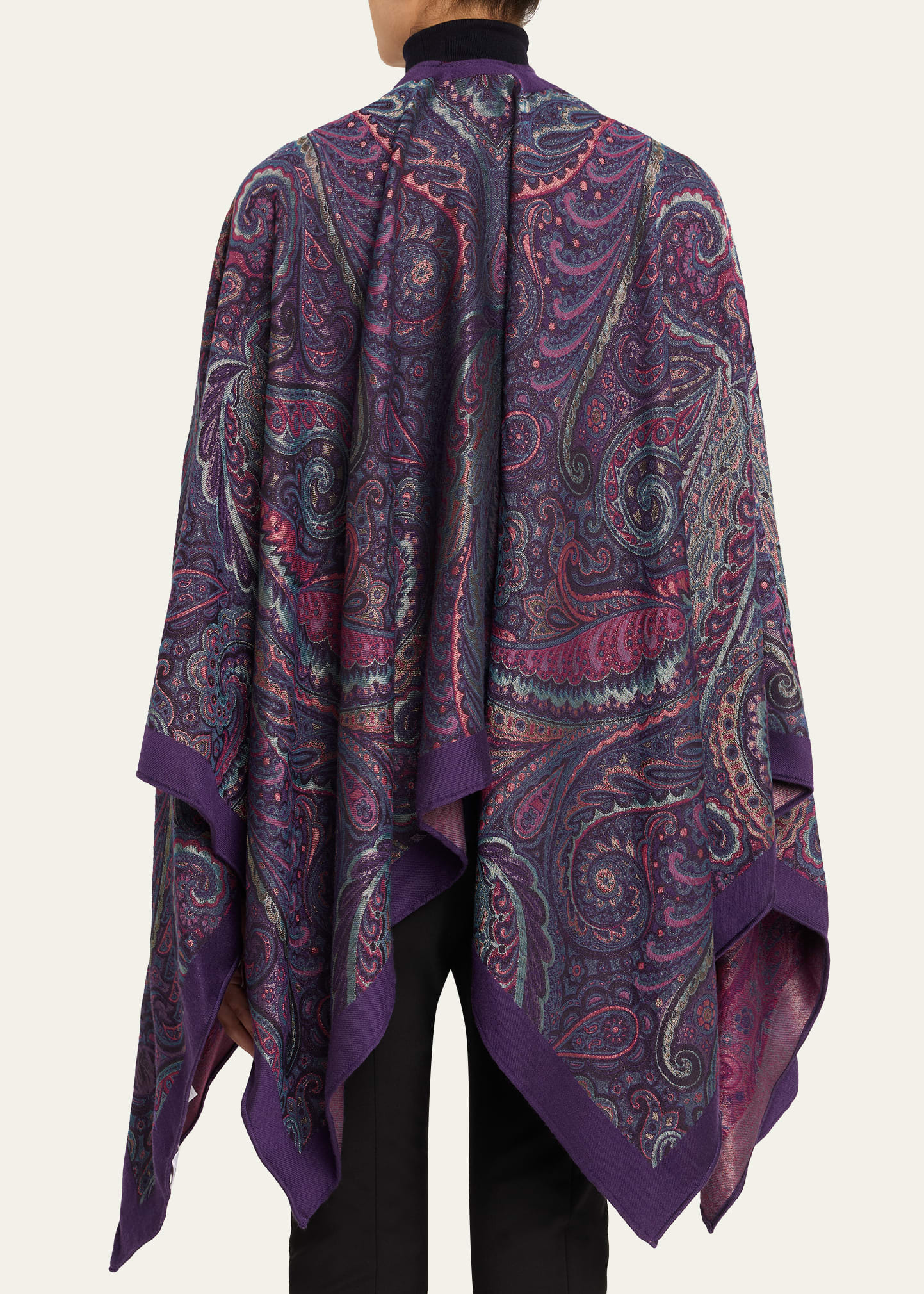 Wool-Blend Jacquard Cape - 3