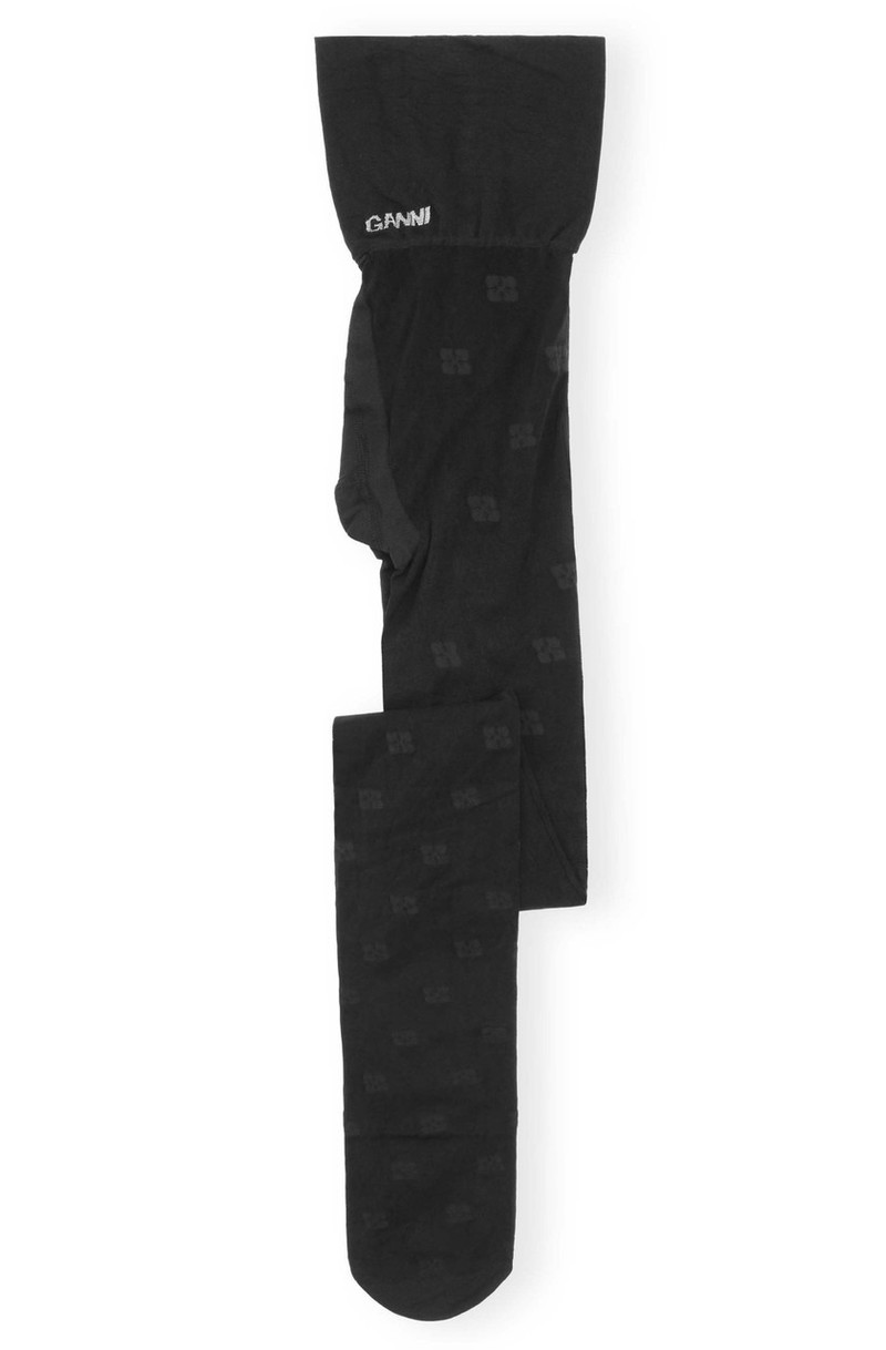GANNI Ganni Logo-embroidered Lace Tights outlook