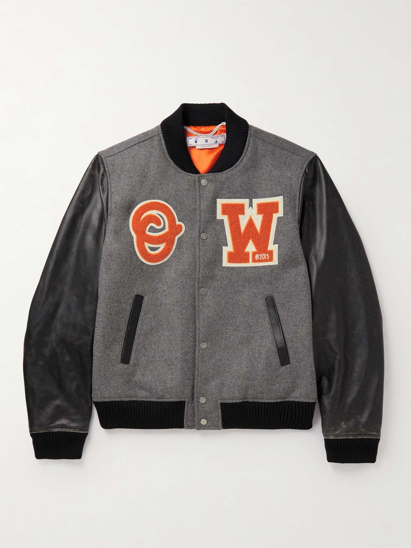 Appliquéd Wool-Blend and Leather Varsity Jacket 1