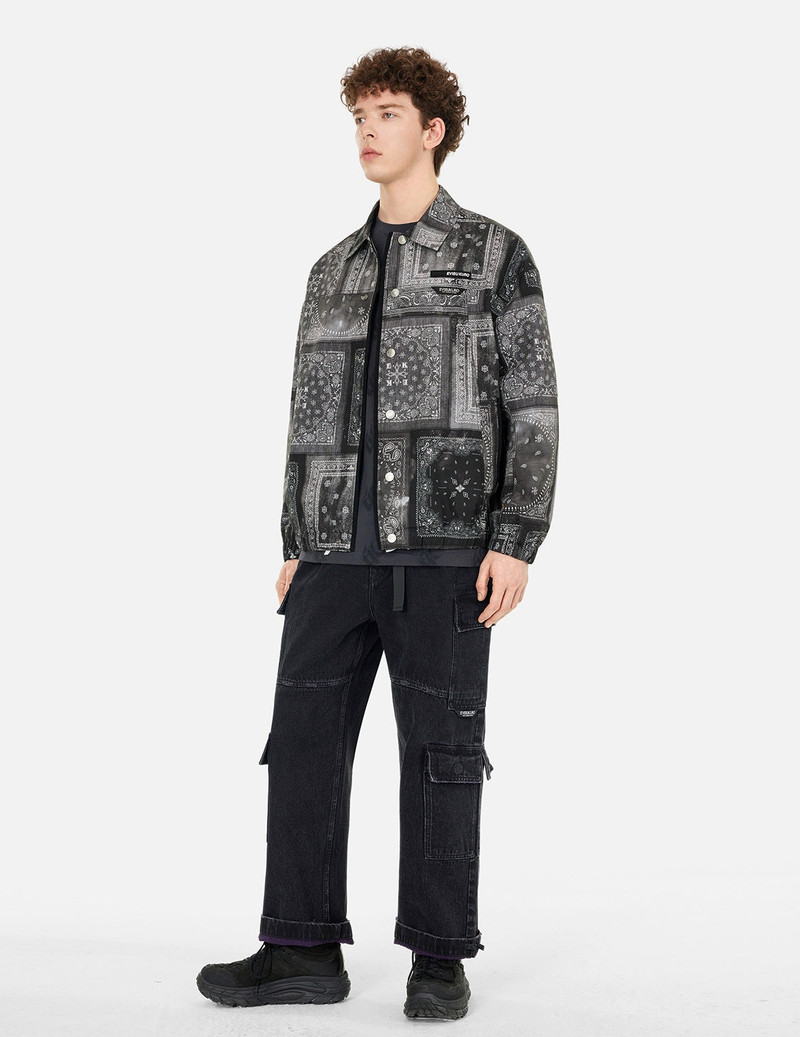 EVISU Allover Paisley Print Oversized Coach Jacket outlook